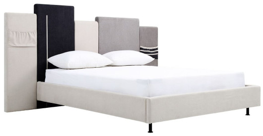 Łóżko z kolekcji Bella Luce, zwracające uwagę funkcjonalnym i efektownym zagłówkiem