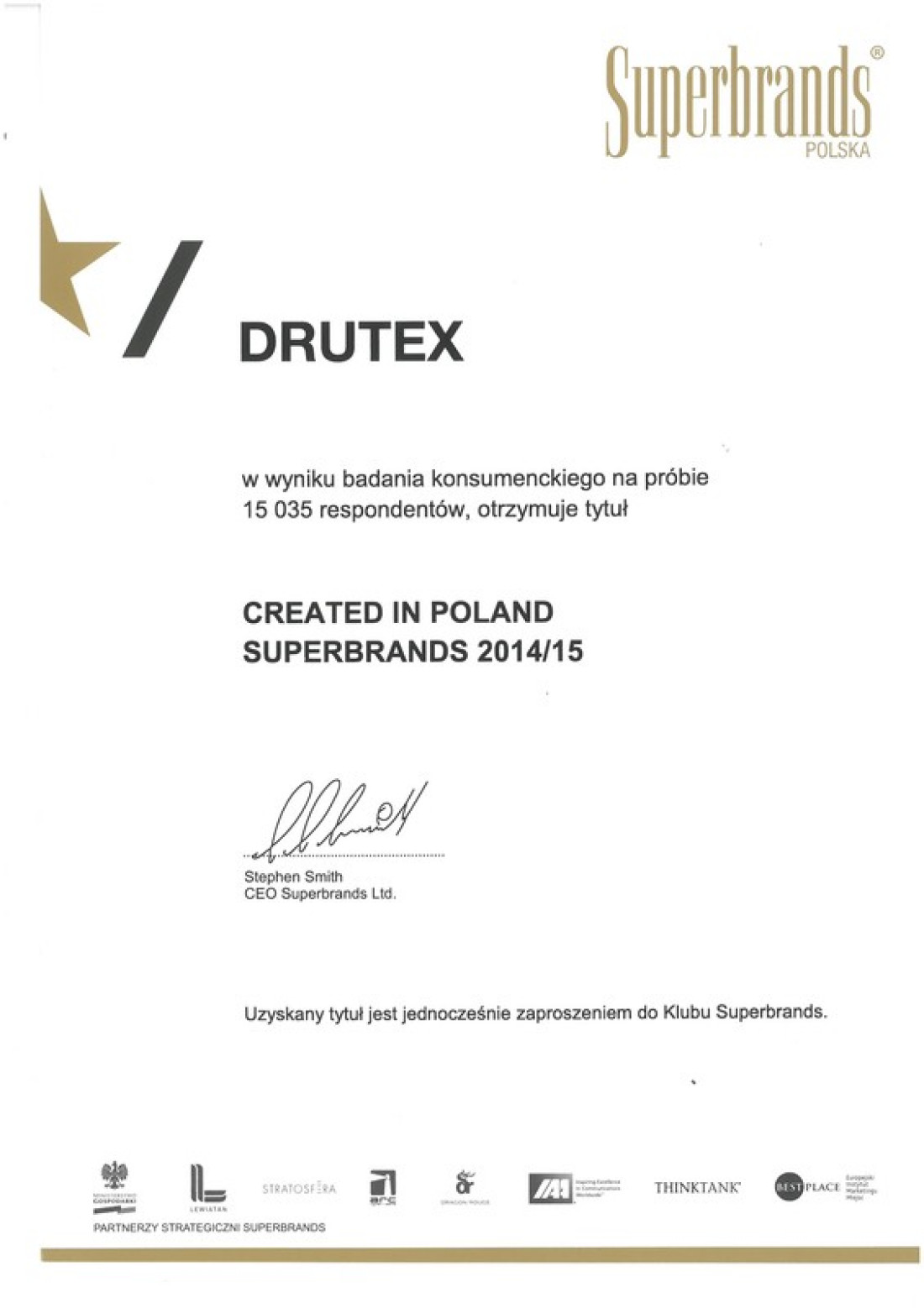 Drutex wyróżniony w rankingu Superbrands 2014