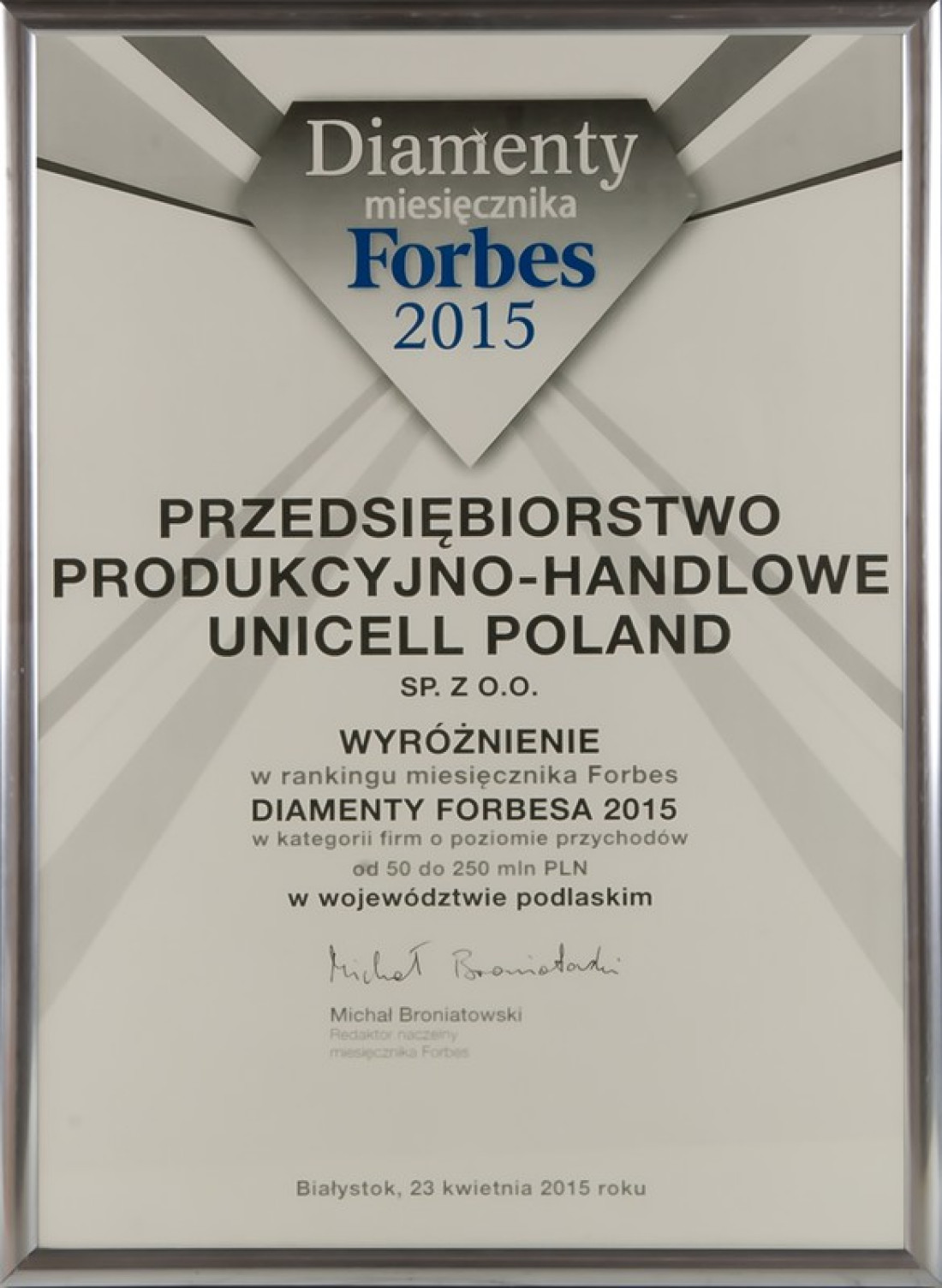 Unicell Poland wyróżniony tytułem Diamenty Forbesa!